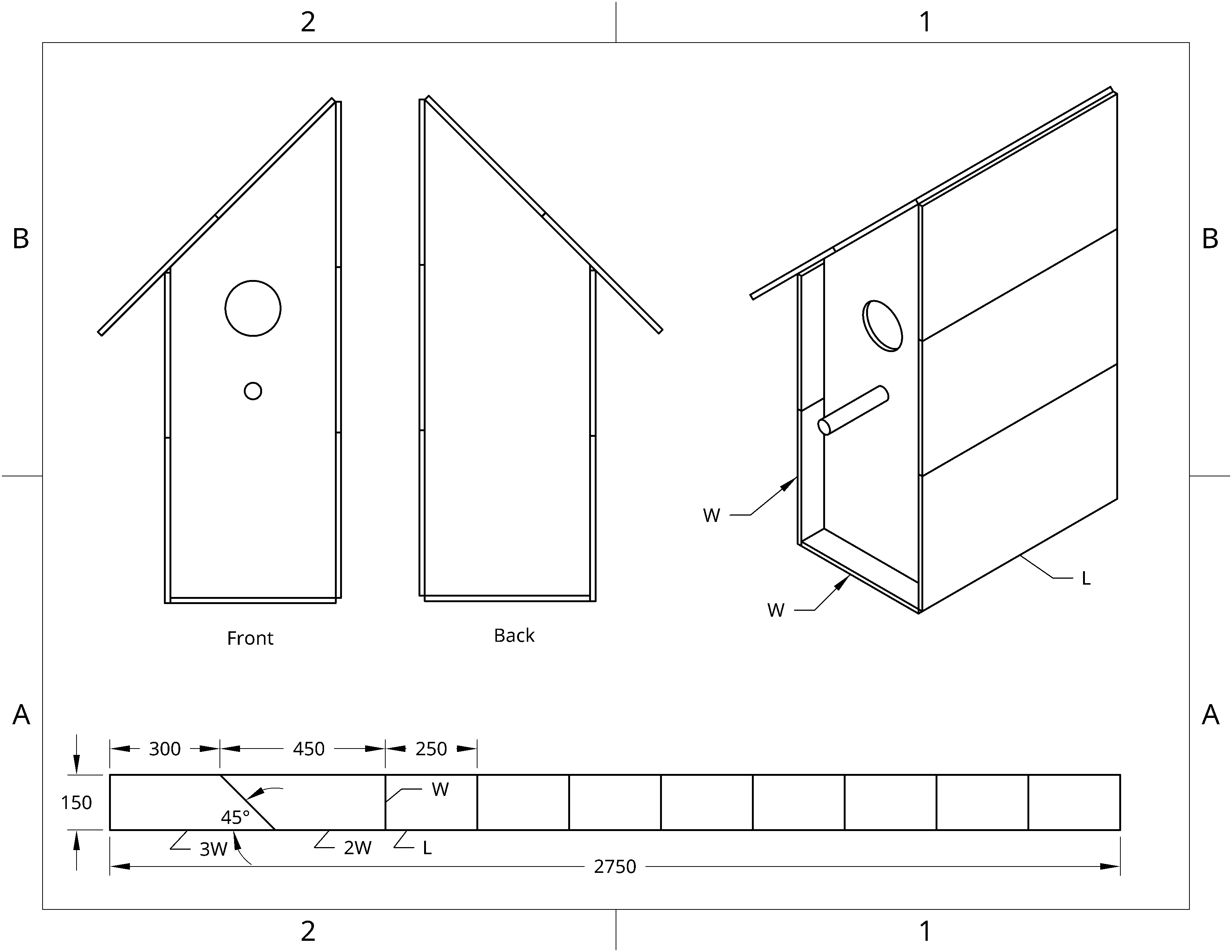 Drawing of the simple bird house